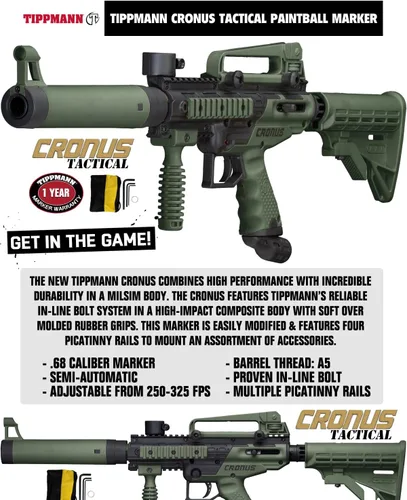 Vista 2 de Maddog Tippmann Cronus Tactical Protective Paintball Gun Marker Starter Package