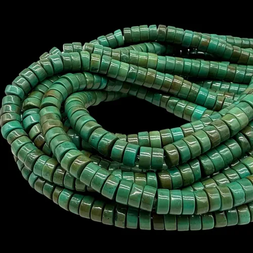 Vista 2 de ABCGEMS - Cuentas de turquesa verde Hubei Freeform Smooth Heishi 0.394 in