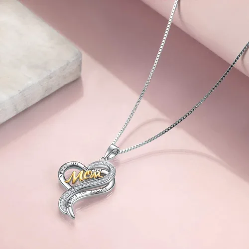 Vista 5 de Poplyke - Collar de plata de ley para mamá, abuela, hermana, hija, amiga, para mujeres, adolescentes y niñas