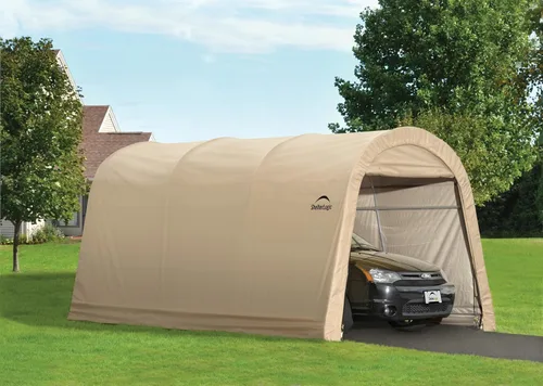 Vista 9 de ShelterLogic AutoShelter - Cochera instantánea con marco de acero y cubierta ripstop impermeable y resistente a los rayos UV, toldo redondo de 3 x
