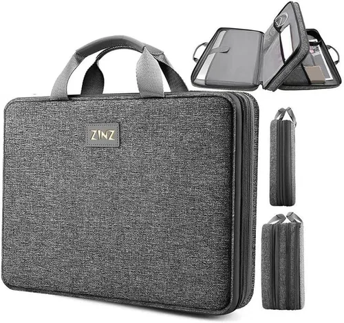 Vista 10 de ZINZ - Funda para portátil de 13 pulgadas con funda expandible, maletín protector de computadora con múltiples bolsillos, compatible con MacBook