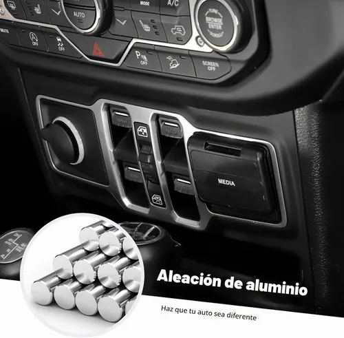 Vista 3 de Jimen Cubierta de botón de ventana para JL/JT, paquete de 4 cubiertas para interruptor de ventana trim accesorios interiores compatibles con Jeep