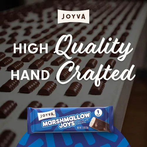 Vista 4 de Joyva Marshmallow Joys Paquete de 24, 1.3 onzas Barras de caramelo cubiertas de chocolate Kosher Parve Libre de lácteos, gluten, soja