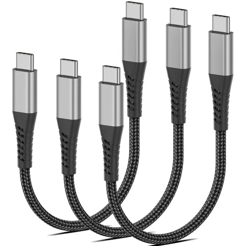 Vista 9 de Cable corto USB C a USB C de 1 pie, paquete de 3 cables de carga rápida Cable USBC a USBC de 1 pie para iPhone 15, 16, 17 Pro Max, iPad, MacBook