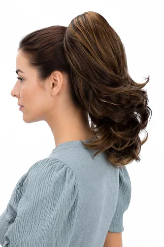 Vista 29 de PRETTYSHOP - Extensión de cabello rizado voluminoso, cola de caballo de 14 pulgadas con clip, resistente al calor