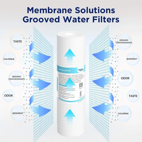 Vista 6 de Membrane Solutions Cartucho de filtro de agua de sedimentos ranurados (paquete de 6), filtro de agua de 0.5 micrones para toda la casa, reemplazo