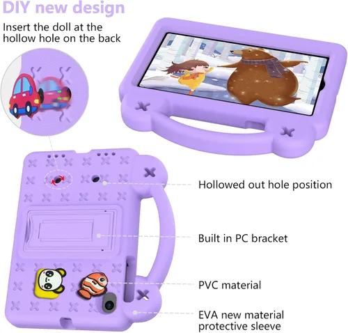 Vista 4 de Funda para tablet Walmart Onn de 7 pulgadas Gen 4 2024 (Modelo: 100135924), UUcovers con soporte de espuma EVA suave, soporte de espuma EVA suave
