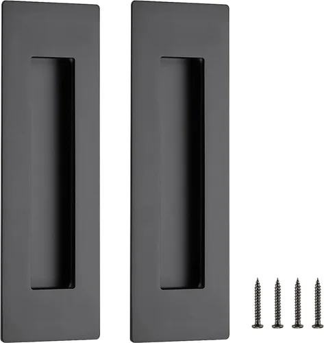 Vista 19 de Ravinte 1 paquete de manijas de puerta corredera de armario negro con tiradores negros empotrados de 4.72 pulgadas de largo, tiradores de dedo