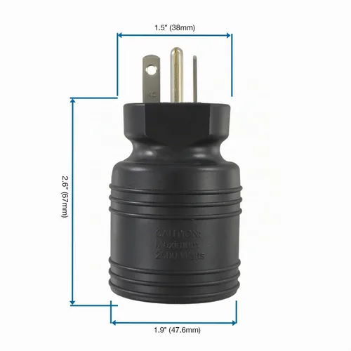 Vista 6 de Conntek Adaptador de enchufe NEMA 5-20P a NEMA L5-30R, enchufe macho de 20 amperios y 125 voltios a conector hembra de bloqueo de 30 amperios y 125