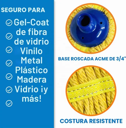 Vista 3 de Recambio de repuesto de cabeza de trapeador de algodón, cabezal