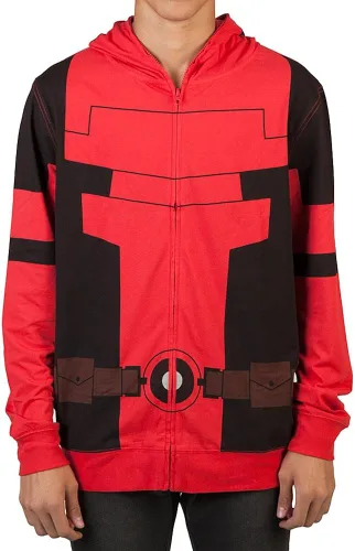 Vista 2 de Marvel Deadpool - Sudadera con capucha para hombre (talla XL), color rojo, Rojo