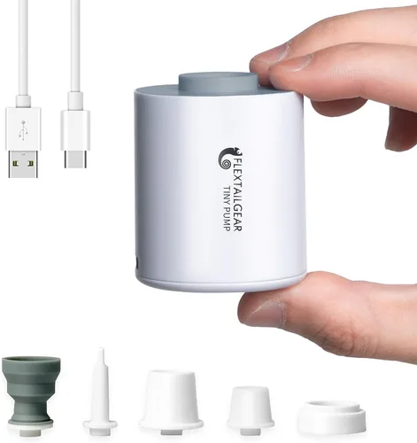Vista 9 de FLEXTAILGEAR Bomba de aire pequeña y portátil Bomba ultra-mini con batería de 1300mAh recargable por USB para inflar y desinflar flotadores