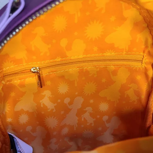 Vista 5 de Loungefly Disney Hunchback of Notre Dame Esmeralda - Mini bolso de hombro con doble correa, grabado con flores bordadas, Púrpura, Bolso de hombro
