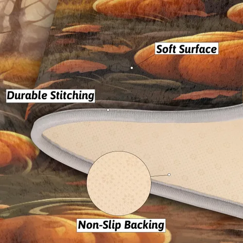 Vista 6 de cfpolar Pumpkins Fall Maple Leaves Bathroom Rugs Non-Slip Bath Rug Microfiber Bath Mat Absorbent Kitchen Mats and Rugs Machine Washable Oval Plush