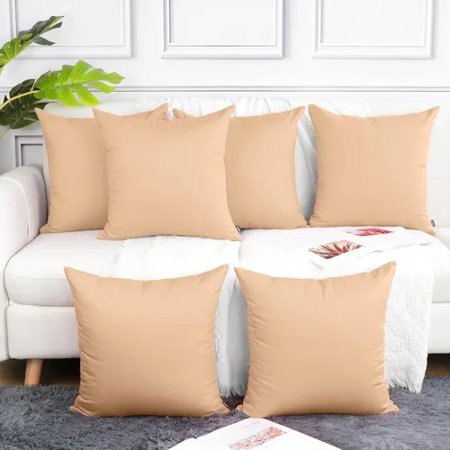 Vista 27 de Coddsmz Paquete de 6 fundas de almohada decorativas 100% algodón, fundas de cojín cuadradas de Navidad sólidas para el hogar, cama, sofá, día