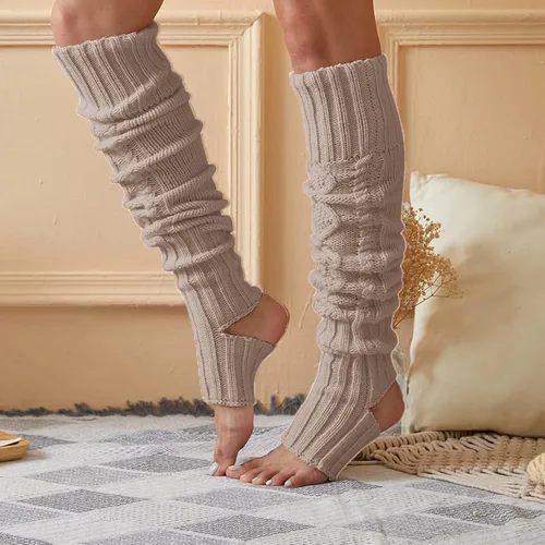 Vista 5 de Calcetines de invierno para mujer, extra largos, de punto sobre la rodilla, hasta el muslo, sin pies