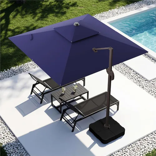 Vista 32 de Sombrilla voladiza para patio, 9 x 12 pies, sombrilla giratoria Beige