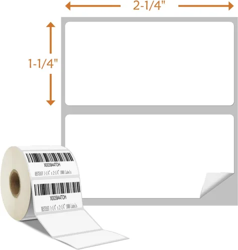 Vista 2 de BESTEASY Etiquetas térmicas directas de 2.25 x 1.25 pulgadas, 48 rollos de 1000 calcomanías térmicas de envío de direcciones de código de barras
