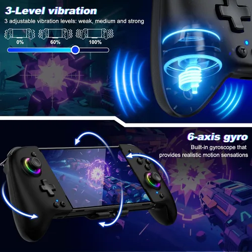 Vista 6 de Gammeefy Switch Controllers Compatible with Nintendo Switch/Switch OLED, One-Piece Joypad Controller Replacement for Switch Pro Controller with 9