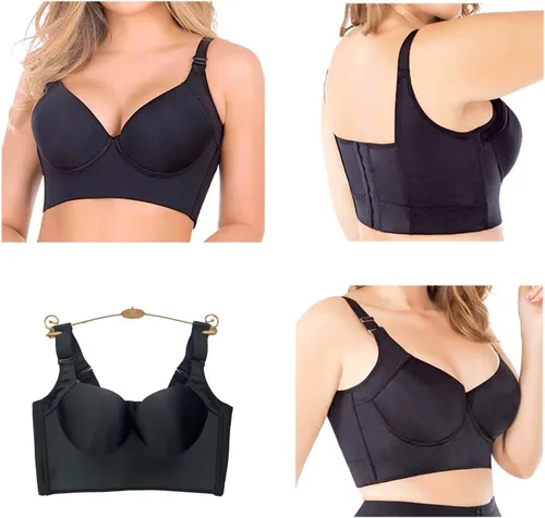 Vista 3 de Brasier deportivo con copa profunda para mujer, oculta la grasa de la espalda, brasier deportivo con realce incorporado con faja moldeadora