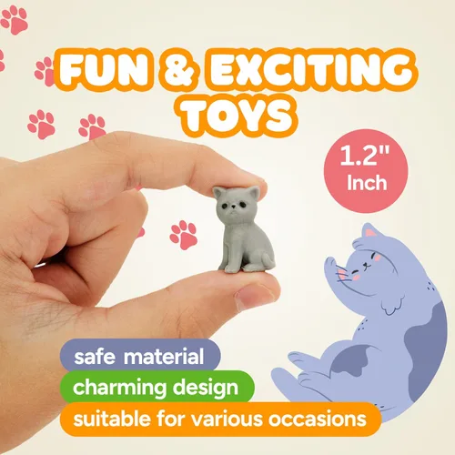 Vista 2 de Figuras diminutas de perros y gatos – Juguetes de animales pequeños a granel – Juguetes para mascotas pequeñas – Pequeños juguetes de plástico