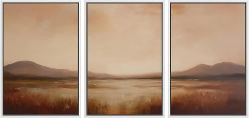 Vista 18 de SIGNWIN Lienzo enmarcado para pared, juego de arte de campos pastorales, flores silvestres, campo rústico, paisaje, floral, ilustraciones modernas