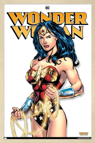 Vista 7 de Trends International DC Comics Wonder Woman - Póster de pared, 22.4 pulgadas de largo x 14.7 pulgadas, versión enmarcada de madera de granero