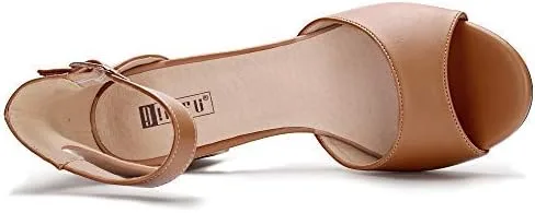 Vista 5 de IDIFU Sandalias de tacón bajo Candie para mujer, puntera abierta, correa gruesa al tobillo, zapatos de vestir de boda, 5
