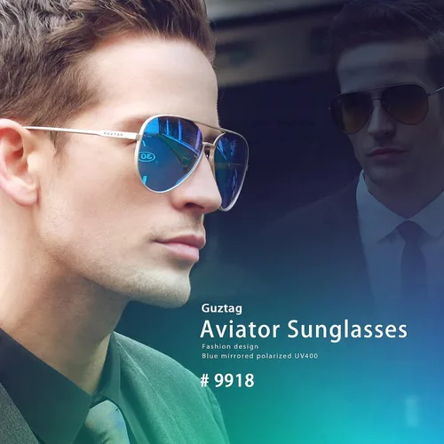 Vista 2 de Guztag Espejo Aviador Gafas de Sol Para Hombres Mujeres Polarizadas Protección UV - Al-Mg Aleación Ultraligero Marco 2.441in