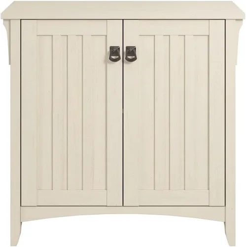 Vista 4 de Bush Furniture Salinas - Armario de almacenamiento pequeño con puertas y estantes en color blanco antiguo, baúl de 2 puertas para oficina en casa