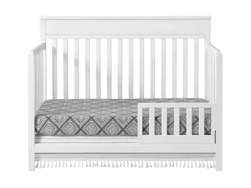 Vista 3 de Oxford Baby Castle Hill - Kit de conversión de riel de protección de cuna a cama de niño pequeño, blanco, certificado GreenGuard Gold