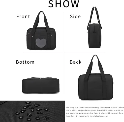 Vista 3 de Bolso japonés con ventana en forma de corazón versátil como bolso de hombro para computadora portátil