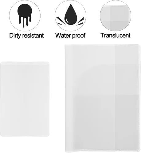 Vista 4 de Cosmos Funda de PVC translúcida para pasaporte, incluye 6 fundas para pasaporte y 12 fundas protectoras para tarjetas, cartera unisex impermeable