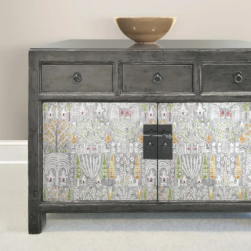 Vista 6 de RoomMates RMK12370PL - Papel pintado persa Ikat para despegar y pegar, gris, verde, amarillo, blanco