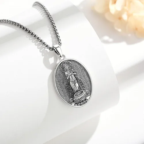 Vista 187 de EUDORA Collar de plata de ley 925 con moneda Hécate, Athena, Perséfono, Nyx, diosa de la luna triple, diosa celta, rueda de Hécate, llave, regalo