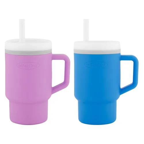 Vista 16 de Infantino Mi primer vaso – Adorables vasos en miniatura con pajita resistente a fugas y asa amigable para niños pequeños, fomenta la hidratación