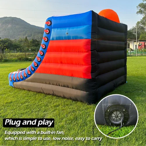 Vista 4 de Juego de baloncesto inflable con 5 aros, 4 bolas, ventilador comercial fácil de instalar, ideal para juegos interactivos de baloncesto