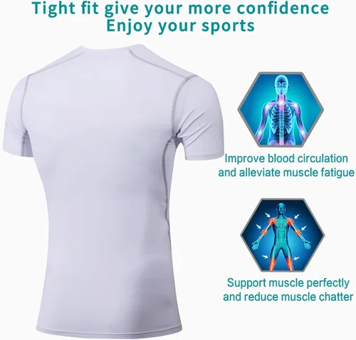 Vista 7 de SPVISE - Juego de 1 o 2 camisetas de compresión para hombre, de manga corta, para entrenamiento atlético, top para correr, camiseta fresca y activa