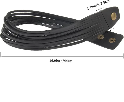 Vista 5 de GelConnie - Brazalete de piel, brazaletes trenzados punk, pulseras rock de piel, brazaletes góticos con correa ajustable, para hombre, mujer.