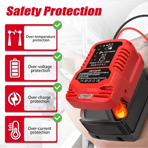 Vista 7 de Adaptador de puente compatible con batería Milwaukee de 18 V M18, kit de arranque de puente de 11 AWG cable de 18 V, cable de arranque automático