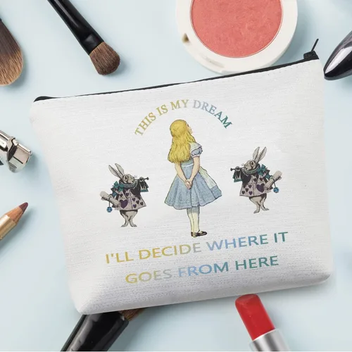 Vista 2 de CMNIM Bolsa de maquillaje con diseño de cuentos de hadas, con texto en inglés "This Is My Dream" (This Is My Dream), inspiradora, Bolsa