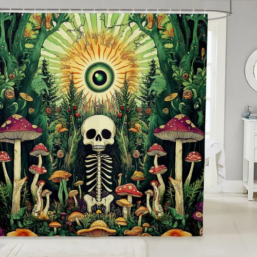 Vista 9 de Butterfly Shower Curtain Bohemian Bathroom Shower Curtain Set for Kids Adult Sun Moon Bath Curtain Yellow Butterfly Waterproof Curtains Room Decor