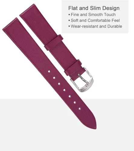 Vista 2 de uxcell Correa de cuero genuino de varios tamaños, correa de reloj de cuero fina y elegante plana para hombres y mujeres