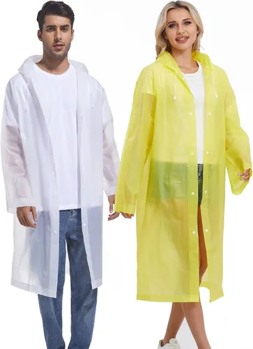 Vista 25 de 2 abrigos de lluvia de Borogo para adultos, chaquetas de lluvia reutilizables para hombres y mujeres