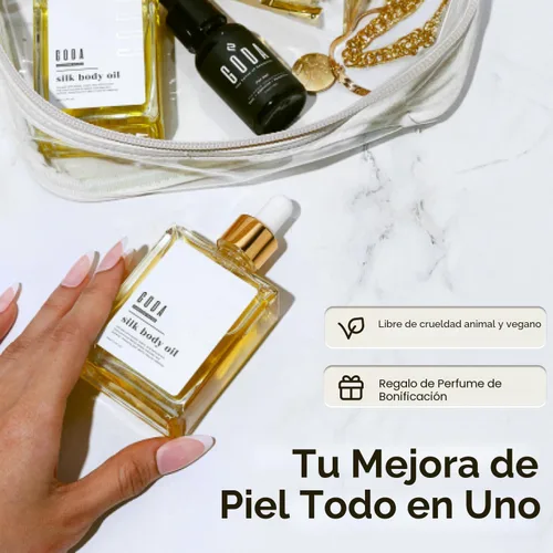 Vista 8 de GODA Aceite Corporal de Seda para Mujeres - Fórmula Reafirmante y Antienvejecimiento Hidratante, Hidratación para Piel Arrugadita Después