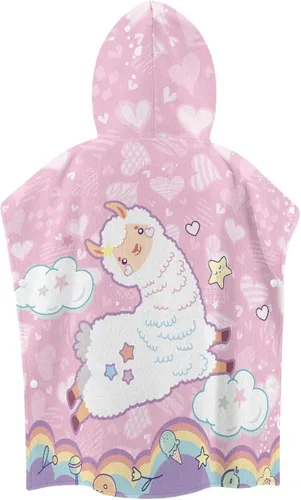 Vista 2 de Toalla suave con capucha para baño, piscina, playa, toalla de baño con capucha rosa de alpaca para niño y niña, decoración perfecta para baby shower
