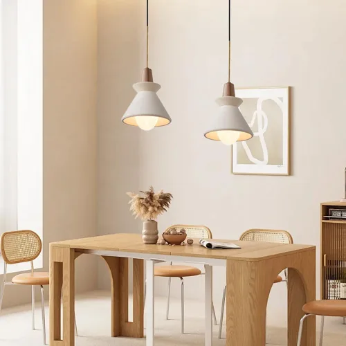 Vista 2 de Luces colgantes de hormigón de 7.5 pulgadas, para isla de cocina, pantalla de piña, lámpara industrial, lámpara colgante de cemento nórdico