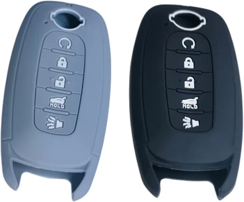 Vista 3 de 2 fundas de silicona para llavero de 5 botones compatibles con Nissan Pathfinder Rogue 2024 2023 (negro/gris)