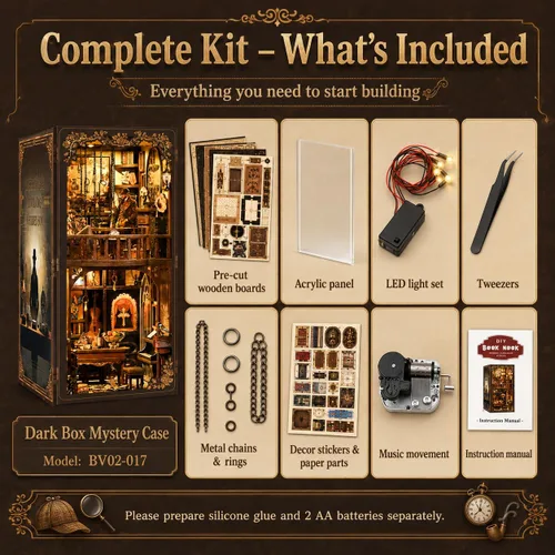 Vista 8 de NFEHGXAE Kits de rincón de libros para adultos, kit de casa de muñecas en miniatura con luces LED, rompecabezas de madera 3D, adolescentes