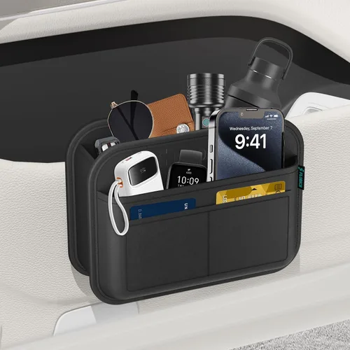 Vista 18 de FLORICH Organizador de Almacenamiento para Coche Entre Asientos, Organizador de Asiento de Cuero con Soporte para Bolso Entre Asientos, Consolas